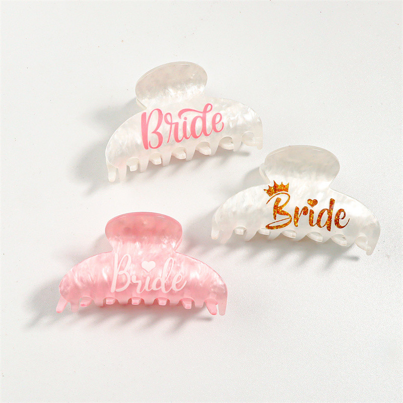 8cm hvidrosa guldbrev Bridal hårtilbehør Akryl brudhår klo til kvinder