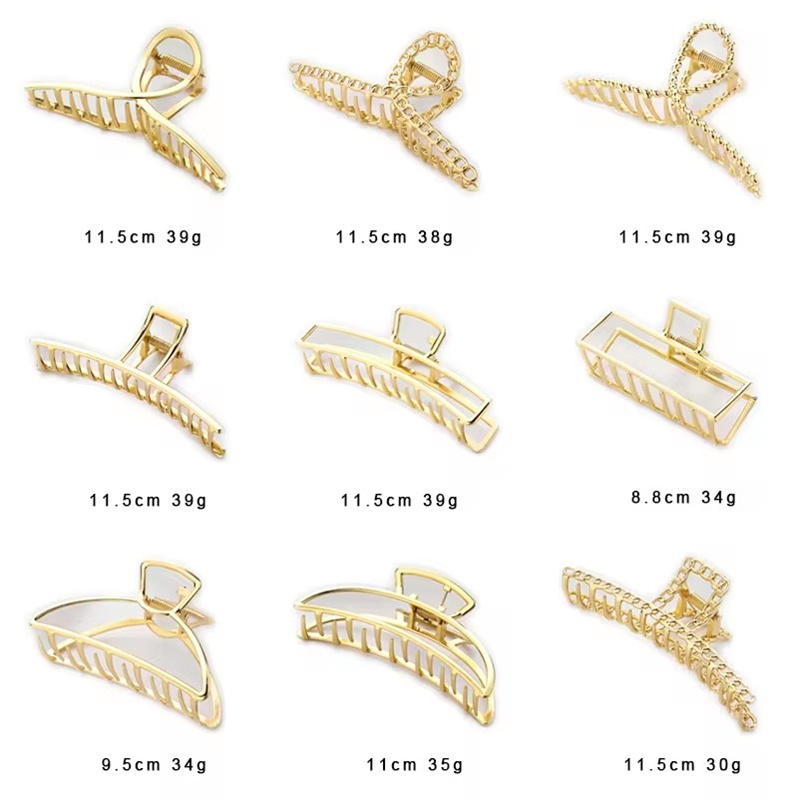 Big Hair Claw Clips Guld Metal Hårklo 10cm 13cm