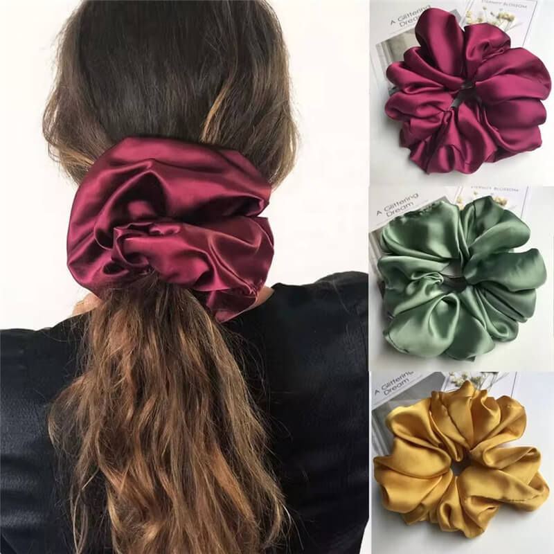 Elastiske Jumbo XXL Silk Satin Hår Scrunchies