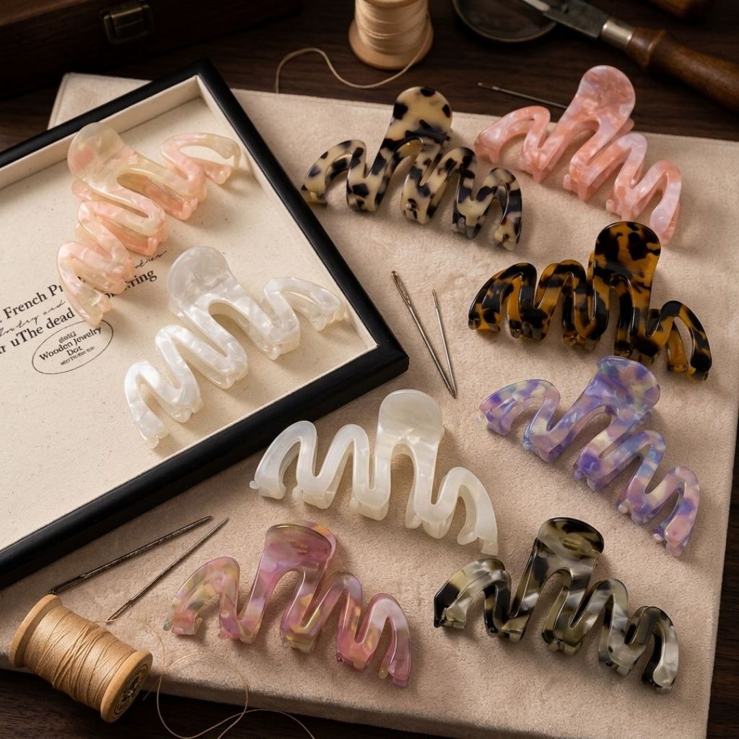 Mode nyt design brugerdefineret logo European American Wave 10,5 cm Acetate Shark Hair Claw Clips til kvinder piger tilbehør