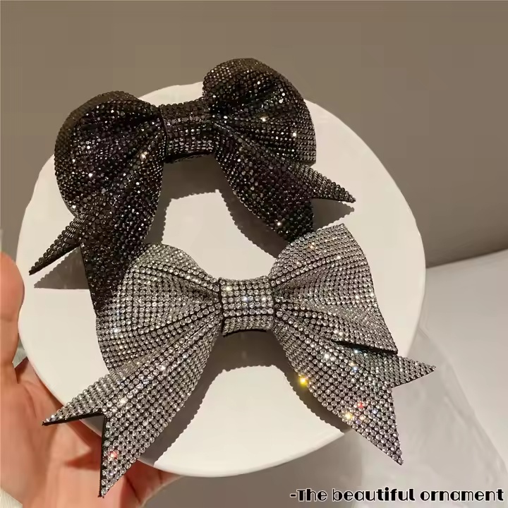 Luksushårstifter krystal rhinestone bowknot metal hårklip til kvinder til festival gave